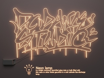 Neon advertising words graffiti luminous words 3d model