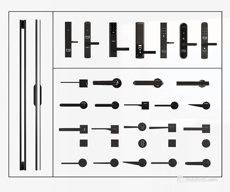 Modern Door Handles With Different Designs And Stylish Shapes For Home Interiors 3d model 