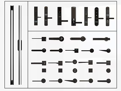 Modern Door Handles With Different Designs And Stylish Shapes For Home Interiors 3d model