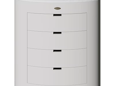 White Bedside Cabinet With Four Drawers Black Handles And Round Top 3d model