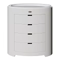 White Bedside Cabinet With Four Drawers Black Handles And Round Top