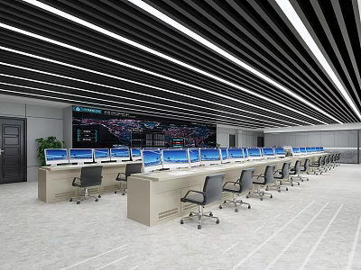 modern monitoring room central control room command room 3d model