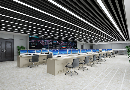 modern monitoring room central control room command room 3d model