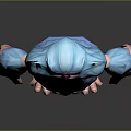 Game Movie Character With Blue Fur Purple Belly And Pink Limbs Open Mouth