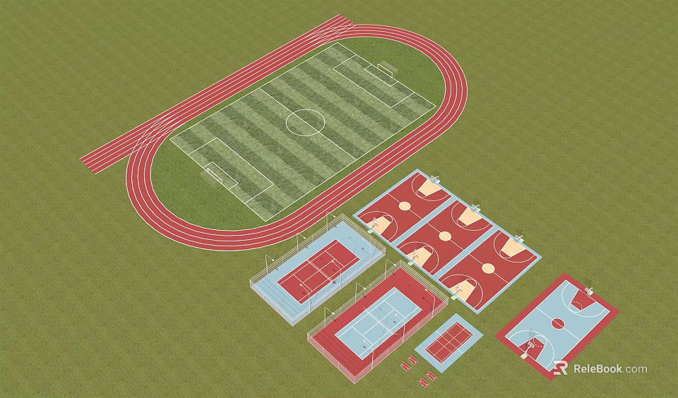 Basketball Gymnasium With Multiple Courts Spectator Seats And Sports Facilities 3d model