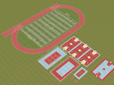 Basketball Gymnasium With Multiple Courts Spectator Seats And Sports Facilities 3d model