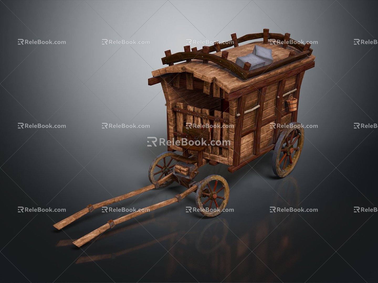 Modern Carriage Ancient Rack Car Rack Car Rack Car Trolley 3d model