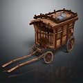 Traditional Wooden Horse Carriage With Side Fencing Wooden Wheels And Roof Design