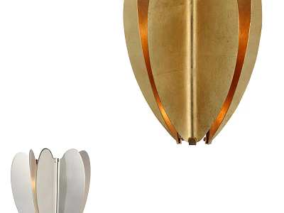 Modern Gold and Silver Petal Shaped Metal Wall Sconces with Decorative Strips 3d model