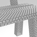 Public Bench With Metal Grid Structure For Outdoor Park And Garden Use