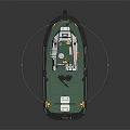 Tugboat Water Vessel with Black Red Hull White Superstructure Green Deck Railings and TUG Marking