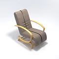 Lazy Sofa Chair Gray Fabric With Wooden Armrests Modern Comfortable Design
