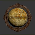 Vintage Globe With Ornate Wooden Stand For Home Decor