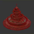 Household Decorative Multi Tiered Fountain With Cross Top Green Moss And Circular Base
