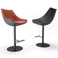 Modern Red and Black Bar Stools with Curved Backrest Round Metal Base and Footrest