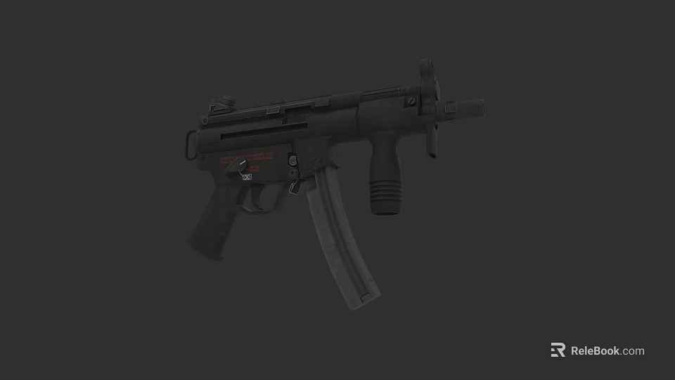 Black Tactical Submachine Gun With Magazine Grip And Compact Design 3d model 