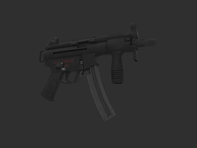 Black Tactical Submachine Gun With Magazine Grip And Compact Design 3d model