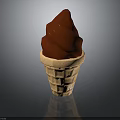 Chocolate Ice Cream In Waffle Cone With Smooth Swirl And Sweet Flavor