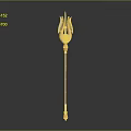 Decorative Weapon Spear Featuring Long Staff And Flame Shaped Red Head 3d model