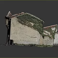 3D Model Of European Stone Cottages With Red Roofs Vines Windows And Doors 3d model