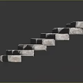 Gray Textured Stone Bricks Stacked In Curved Arrangement On Black Background