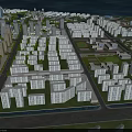 Birds Eye View Urban Planning Showcasing City Layout Buildings Streets Green Spaces and Waterfront