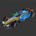 Formula 1 Race Car With Blue And Yellow Stylish Graphics And Aerodynamic Design