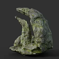 Moss Covered Natural Rock Formation With Arch Shaped Structure And Textured Surface 3d model