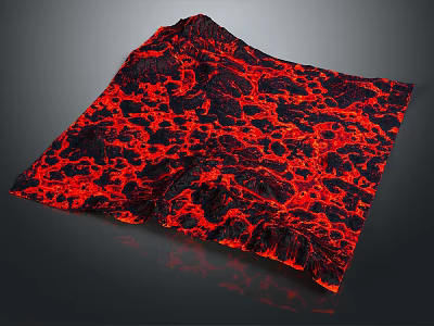 Volcanic Terrain With Rugged Textured Surface And Red Black Lava Patterns 3d model