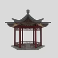Classical Chinese Pavilion Featuring Red Pillars Gray Tiled Roof And Intricate Carved Railings