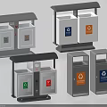 Public Facilities Modern Classified Trash Bins with Different Recycling and Waste Classification Signs and Metal Design