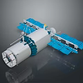 Space Station Model Featuring White Module And Blue Solar Panels Structure