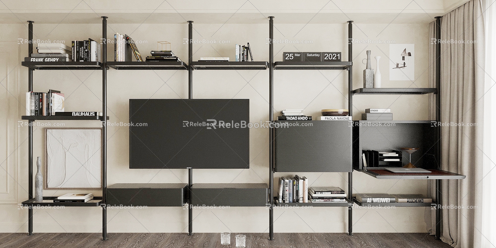 Storage Rack TV Cabinet Storage Rack Bookshelf Books model