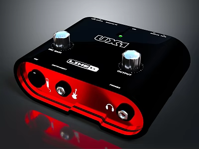 Electronic Audio Interface With Black Red Design Control Knobs And Ports 3d model