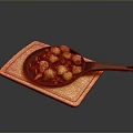 Black Cast Iron Frying Pan On Wooden Cutting Board With Roasted Potatoes And Mushrooms