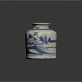 Traditional Blue And White Porcelain Vase Sculptural Carving With Landscape Patterns And Bird Design