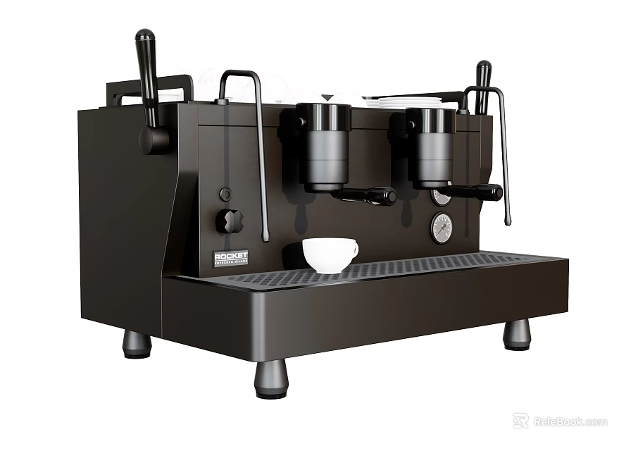 Black Coffee Machine As Modern Kitchen Appliance Featuring Double Spout And Sleek Design 3d model 