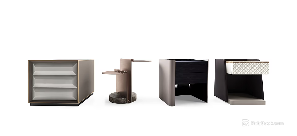 Modern Bedside Tables With Various Designs And Functional Storage Features For Bedroom Interior 3d model