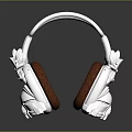 Stylish Headphones With White Headband Red Ear Cushions And Silver Frame