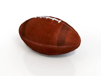 Classic Brown Rugby Ball With White Laces For Sports And Training Activities 3d model