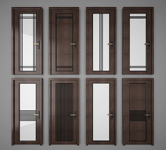 Modern swing door kitchen and bathroom door 3d model