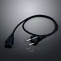 Black Computer Power Cable With Plug Socket And Flexible Design For Devices 3d model