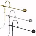 Modern Minimalist Wall Lamps With Curved Metal Rods And Spherical Heads In Gold Silver Black