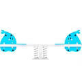 Colorful Seesaw With Blue Cartoon Characters And Spring Base For Kids Playground