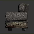 Patterned Three Seater Sofa With Accent Pillow And Wooden Base Design