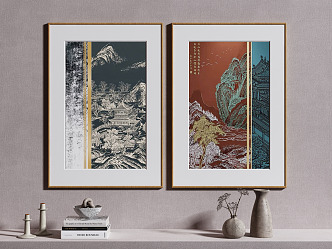 New Chinese Architectural Painting Decorative Painting 3d model