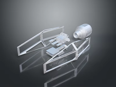 Space Exploration Equipment 3D Model of Cosmic Aerospace Structure with Metal Framework and Thruster System 3d model