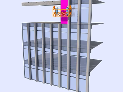 Modern Building Exterior Wall Design With Glass Curtain And Support Structure 3d model