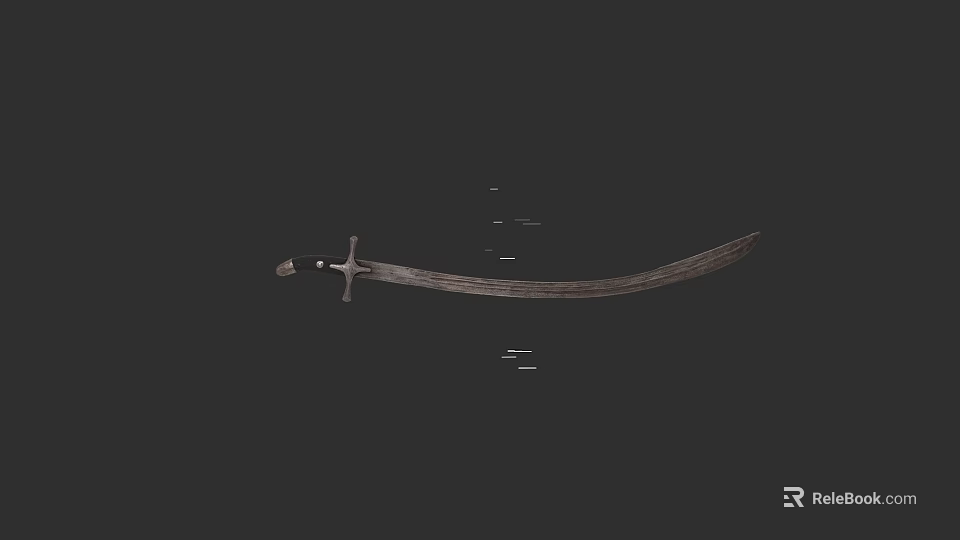 Traditional Scimitar Weapon With Long Metallic Blade And Ornate Hilt On Black Background 3d model 