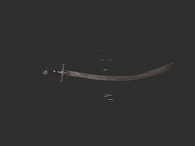 Traditional Scimitar Weapon With Long Metallic Blade And Ornate Hilt On Black Background 3d model